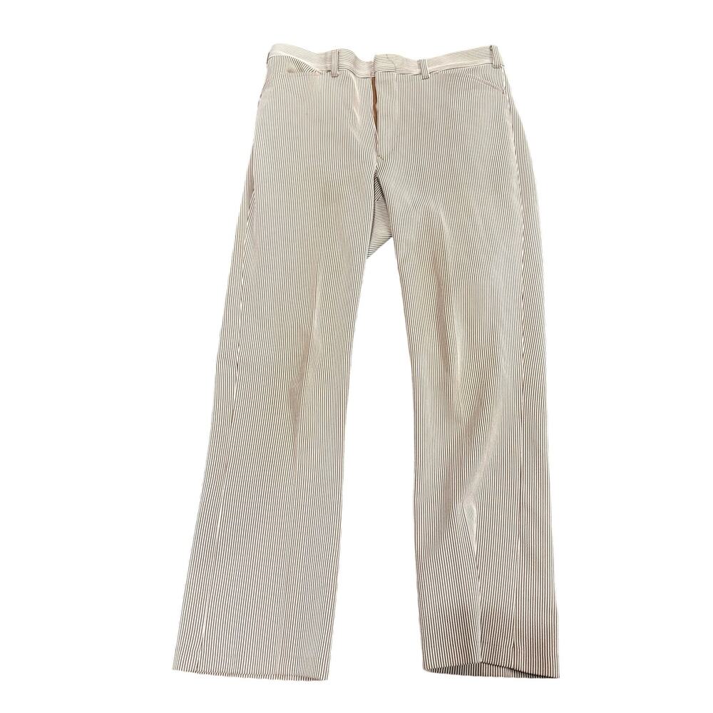 Vintage Sear's Kings Road Men's Pants 36x32 Perma-Press Brown White Pinstripe